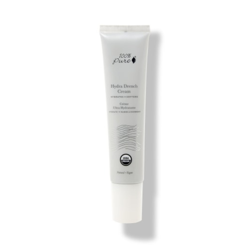 100% pure hydra drench cream vegan moisturizer in white tube
