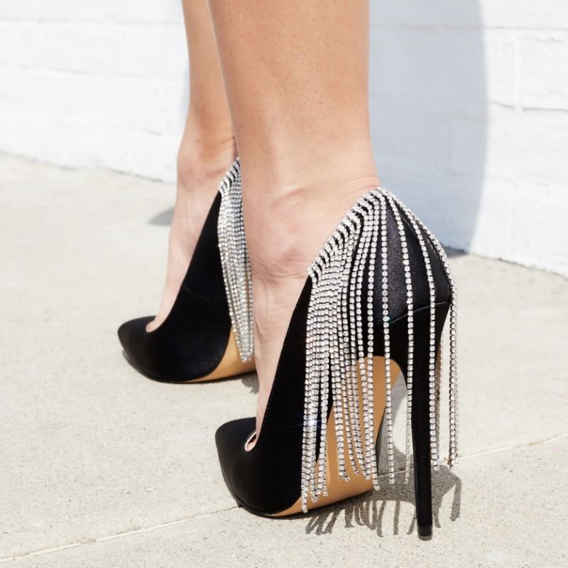vegan footwear black vegan satin pumps