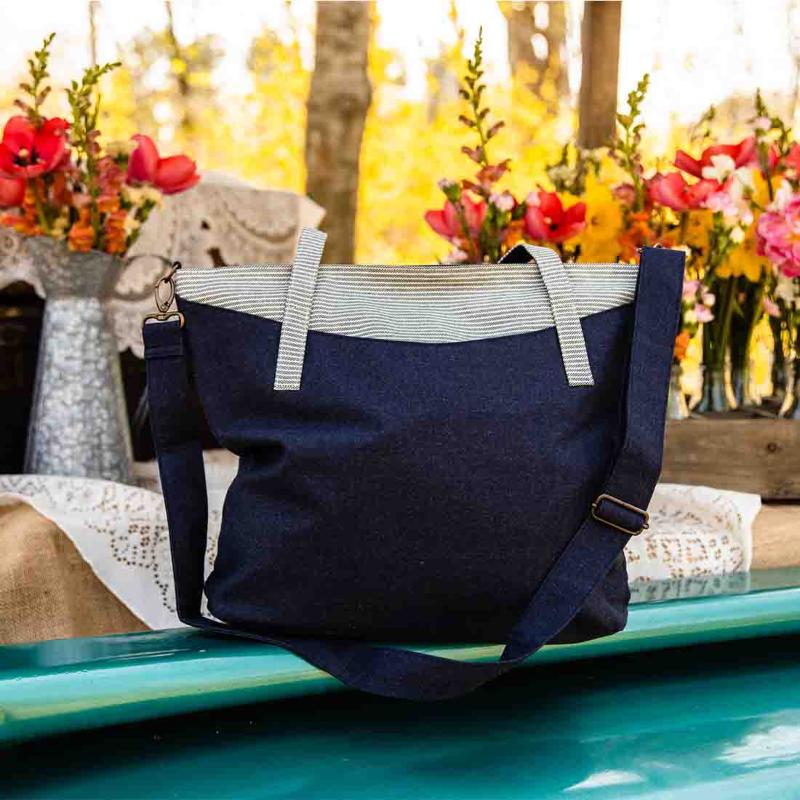 denim recycled sustainable handbag